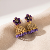 Purple Floral Jhumka Earrings