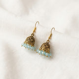 Aqua Crystal Jhumka Earrings