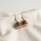 Pink Crystal Jhumka Earrings