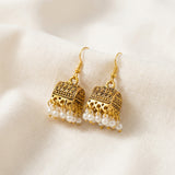 Gold Pearl Jhumka Earrings
