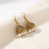 Golden Triangle Pearl Jhumka Earrings