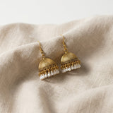 Gold Dome Pearl Jhumka Earrings