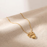 Golden Bow Heart Necklace