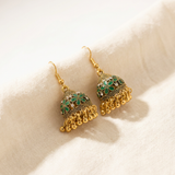 Emerald Green Crystal Jhumka Earrings