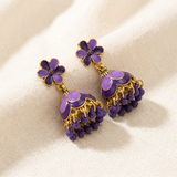 Purple Floral Jhumka Earrings