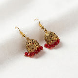 Ruby Red Crystal Jhumka Earrings