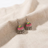 Pink & Green Jhumka Earrings