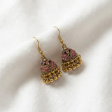 Pink Crystal Jhumka Earrings