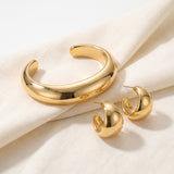 Luxury Gold Cuff Bracelet & Hoop Earrings Set